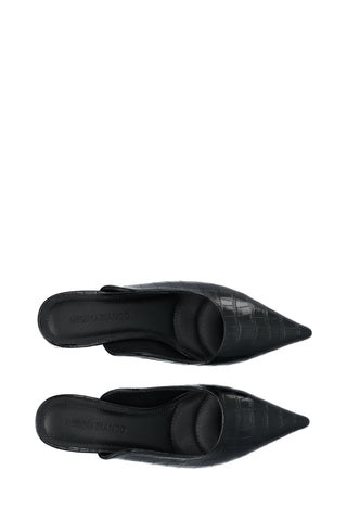 Biarowe Cutline Mules | Black Croco