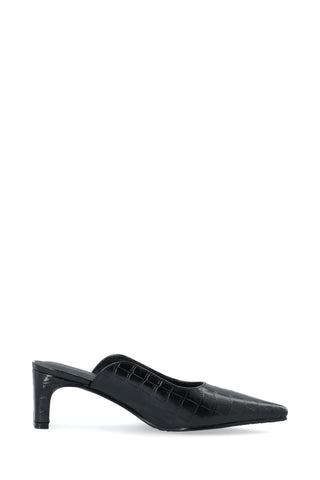 Biarowe Cutline Mules | Black Croco