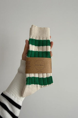 Colour Stripe High Socks | Forest Green