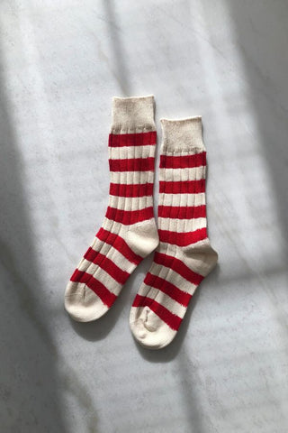 Colour Stripe High Socks | Red