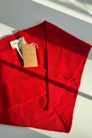 Fuzzy Wool Cravat Scarf | Red Coral