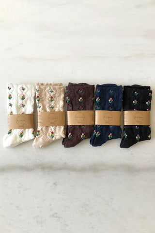 Rose Garden Socks | Dark Brown