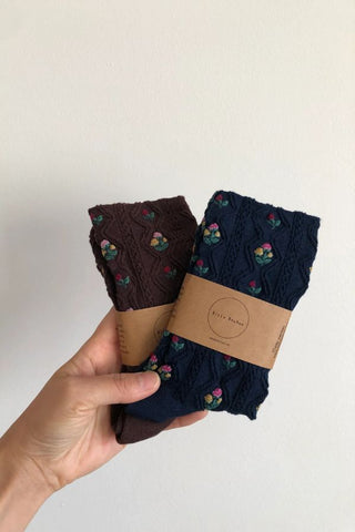 Rose Garden Socks | Dark Brown