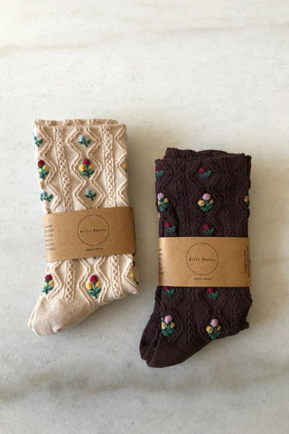 Rose Garden Socks | Dark Brown