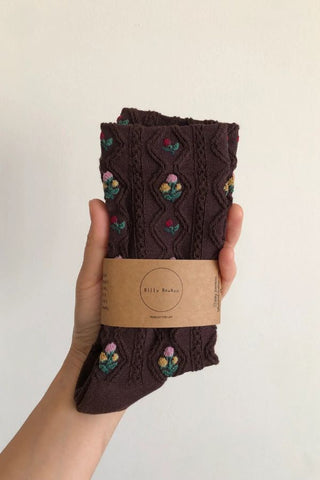 Rose Garden Socks | Dark Brown
