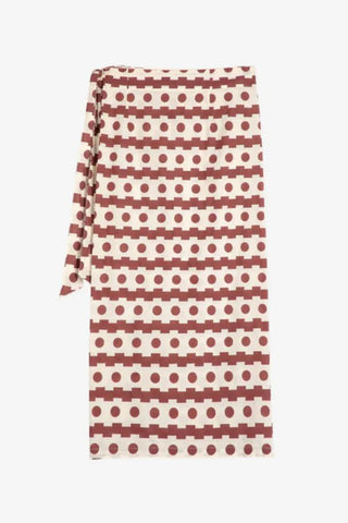 Geometric Print Wrap Skirt | Brown