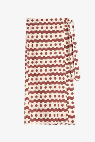 Geometric Print Wrap Skirt | Brown