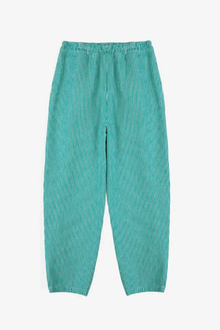Striped Twill Cocoon Pants | Green