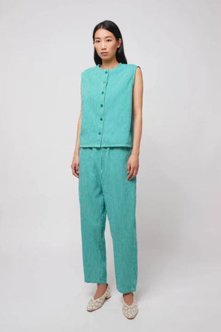 Striped Twill Cocoon Pants | Green
