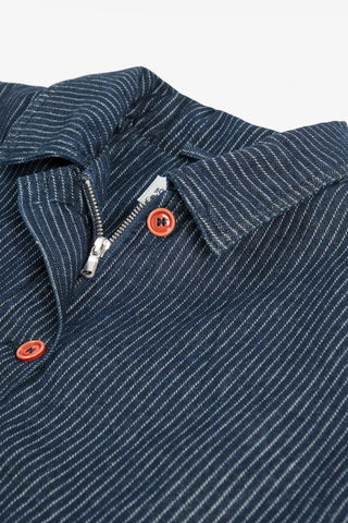 Denim Stripe Bomber Jacket | Navy Blue