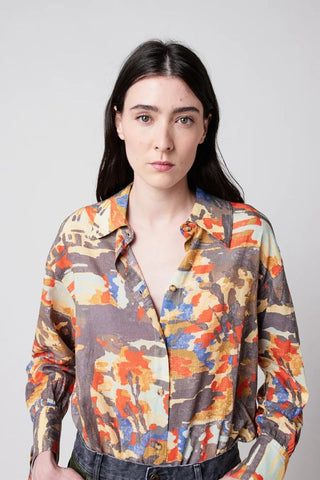 Forest House Pattern Relaxed Shirt | Mutlicolour