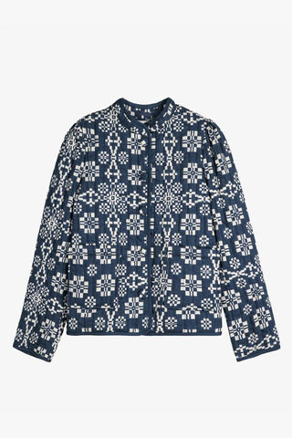 Kaleidoscope Pattern Cropped Jacket | Navy Blue
