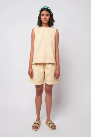 Logo Embroidery Twill Top | Light Yellow