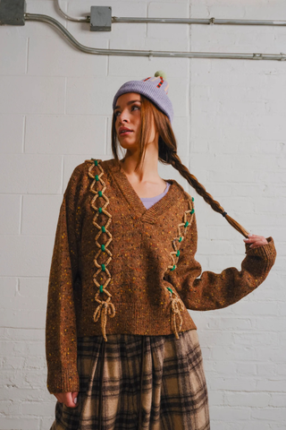 Laced Tweed Pullover | Bark