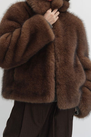 Cropped Faux Fur Jacket
