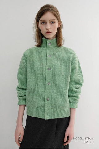 Unisex High Neck Button Cardigan