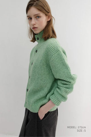 Unisex High Neck Button Cardigan