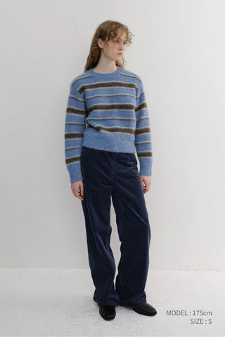 Unisex Hairy Striped Sweater