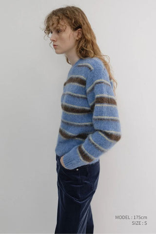Unisex Hairy Striped Sweater