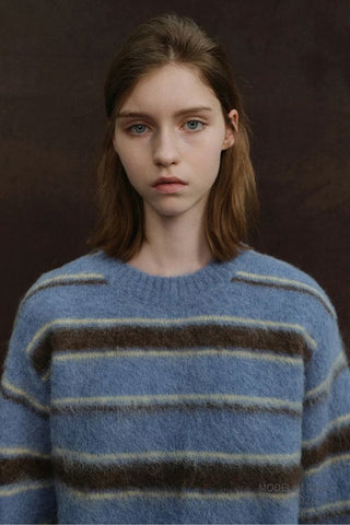 Unisex Hairy Striped Sweater