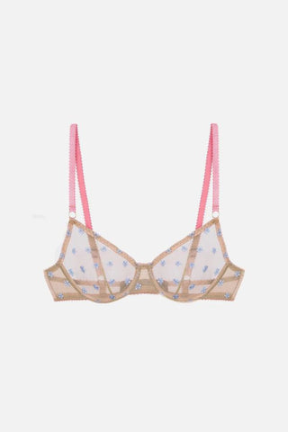 Clover Embroidery Underwire Bra | Nude