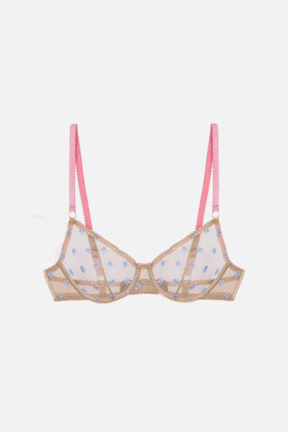 Clover Embroidery Underwire Bra | Nude