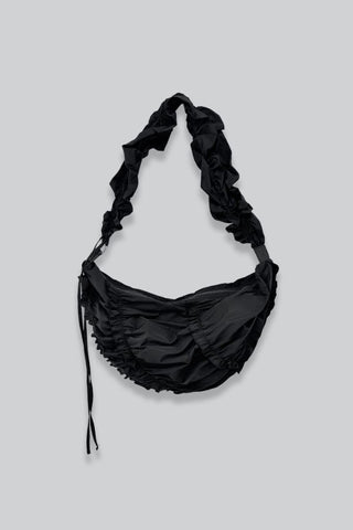 Ruffle Taffeta Crossbody Bag | Black