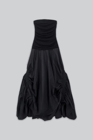 Off Shoulder Drawstring Midi Dress | Black