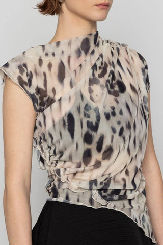 Asymmetric Printed Gathered Top