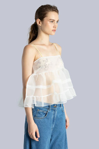 Babydoll Organza Top | Off White