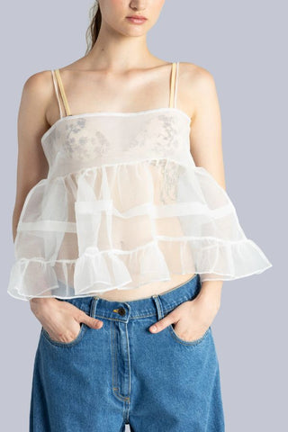 Babydoll Organza Top | Off White