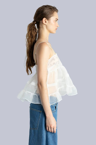 Babydoll Organza Top | Off White