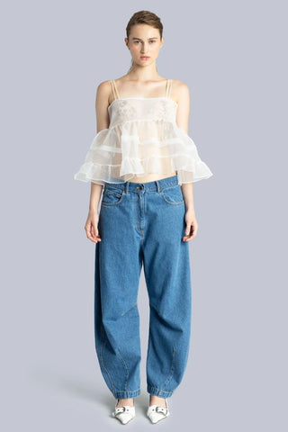 Babydoll Organza Top | Off White