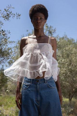 Babydoll Organza Top | Off White