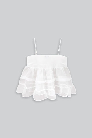 Babydoll Organza Top | Off White