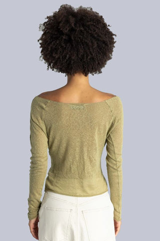 Knitted Boat Neck Top | Green