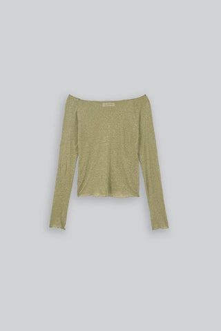 Knitted Boat Neck Top | Green