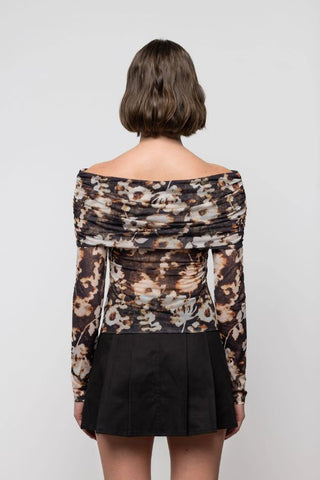 Off Shoulder Blouse | Burnt Blossom Print