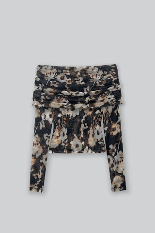 Off Shoulder Blouse | Burnt Blossom Print