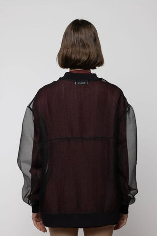 Organza Oversized Bomber Jacket | Black