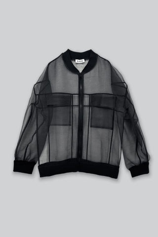 Organza Oversized Bomber Jacket | Black