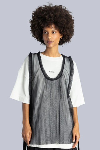 Oversized Pleated Vest With Bows | Black