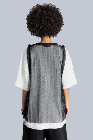 Oversized Pleated Vest With Bows | Black