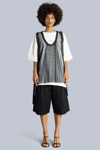 Oversized Pleated Vest With Bows | Black