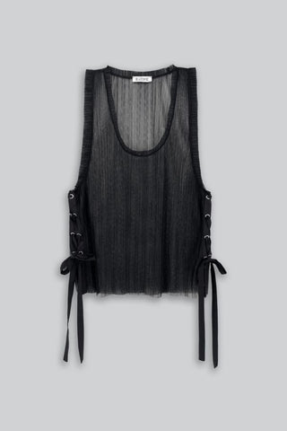 Oversized Pleated Vest With Bows | Black