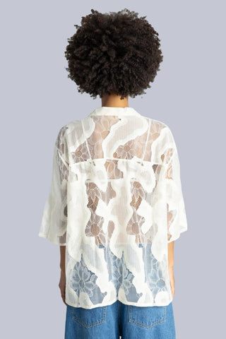 Oversized Sheer Lace Shirt | Off White