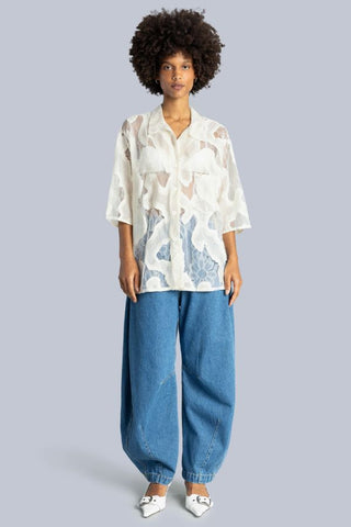 Oversized Sheer Lace Shirt | Off White