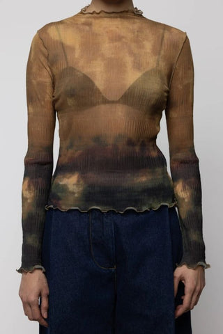 Ruffle Pleated Top | Earthshade Print