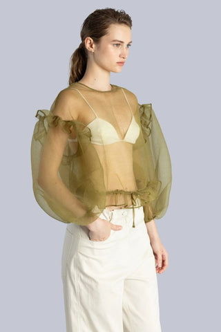 Volume Organza Top | Green
