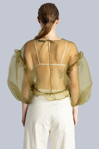 Volume Organza Top | Green